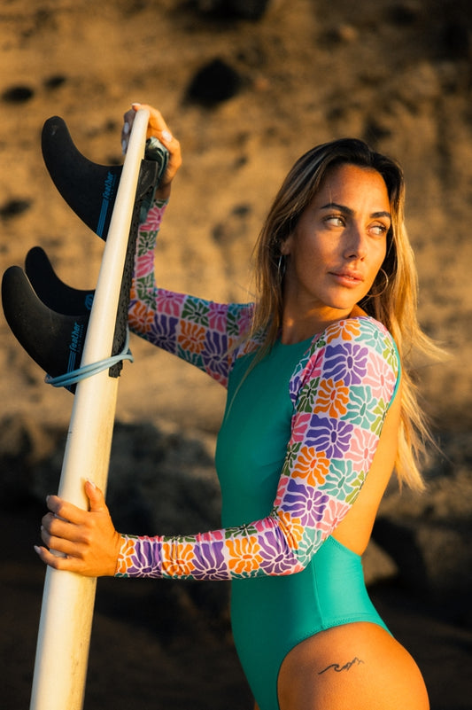 ABSTRACT FLOWERS SURF SWIMSUIT