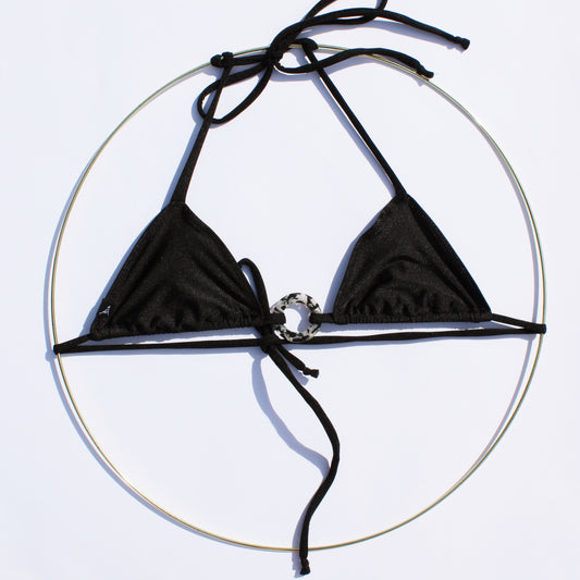 SHINY BLACK BIKINI TOP